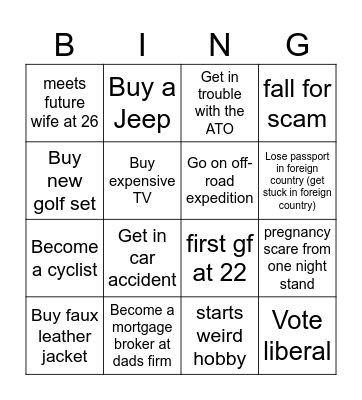 Josh Life Bingo Card
