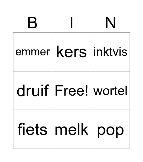 woorden Bingo Card