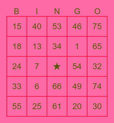 JB/BT Party Bingo Card