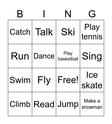 Sports Bingo Card