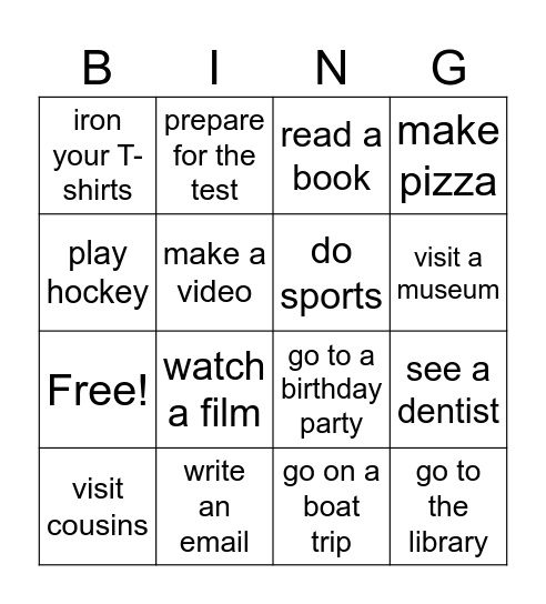 Present Cont for Future arrangements Bingo Card