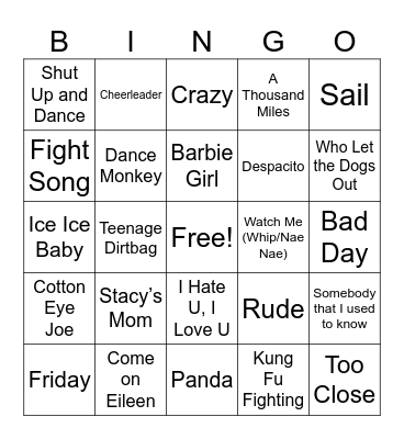 One Hit Wonders Bingo Card