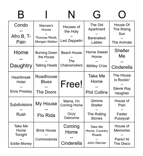 Home Is Where The Bingo Is Bingo Card