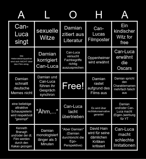 Das Heterolebenspartner-Bingo Card