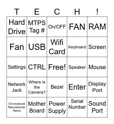 Tech Bingo Card