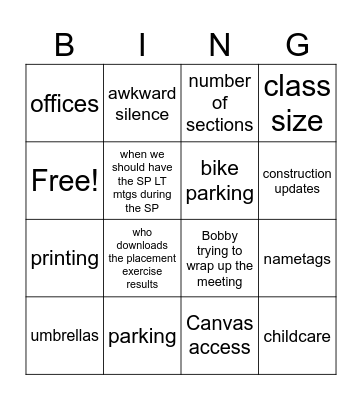 SPLT Bingo Card