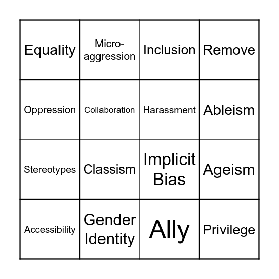 Fostering a Workplace Culture of Safety & Acceptance Bingo Card