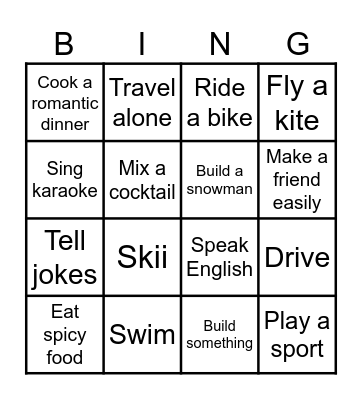 Can You? Bingo Card