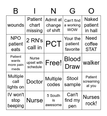 Nurses Week Bingo Card