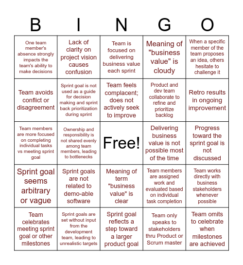 Scrum-Boss Bingo! Bingo Card