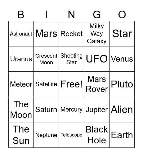 Space Bingo Card