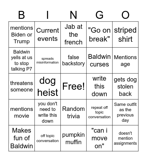Salemi BINGO Card