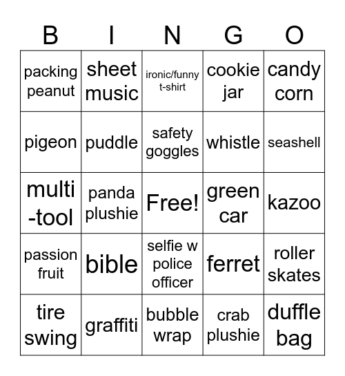 Bingo Scavenger Hunt Bingo Card