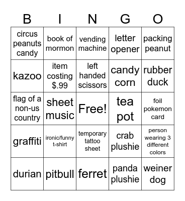 bingo scavenger hunt Bingo Card