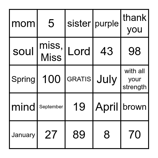3rd Grade Final Bingo Card