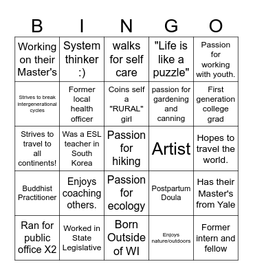 OPPA P.A.S.S BINGO Card