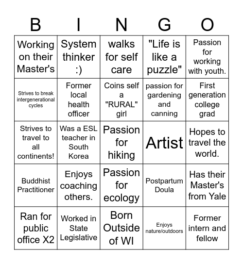 OPPA P.A.S.S BINGO Card