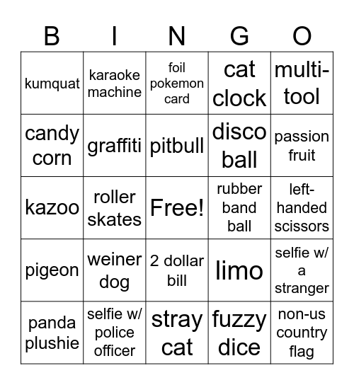 bingo scavenger hunt Bingo Card