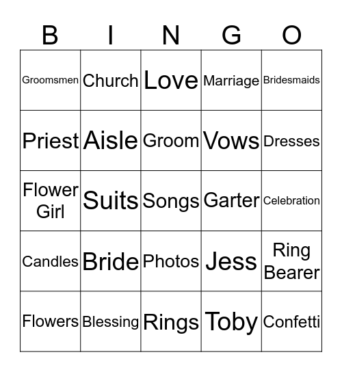 Bridal Shower Bingo Card