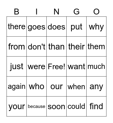 Sight Words - List 2 Bingo Card
