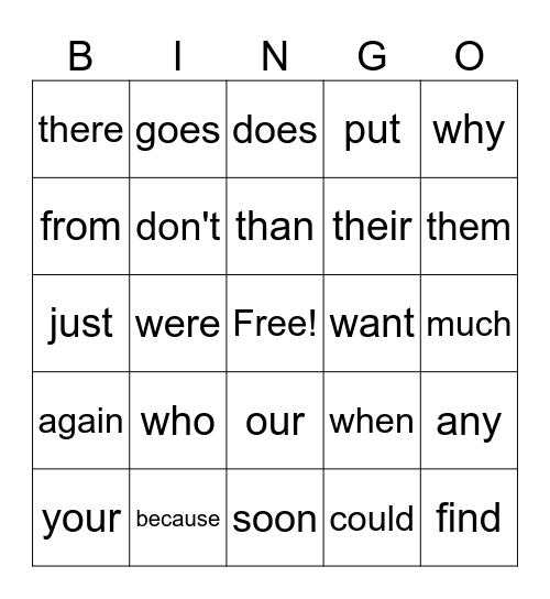Sight Words - List 2 Bingo Card