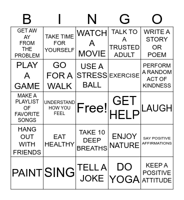 COPING SKILLS Bingo Card