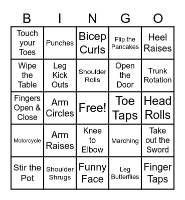 CHAIR BINGO Card