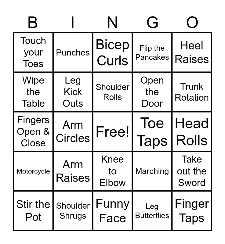 CHAIR BINGO Card