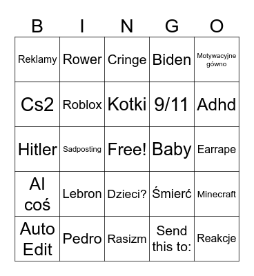 Ig Sram Bingo Card