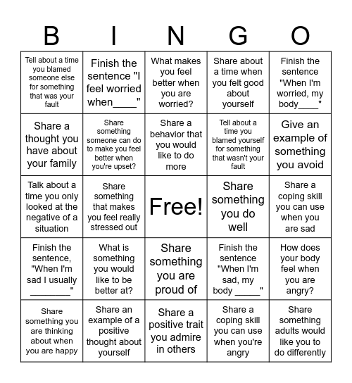 Cognitive Behavioral Therapy BINGO Card