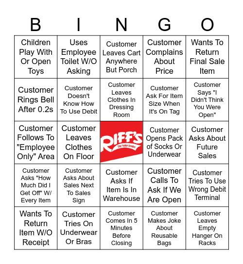 RIFF'S Bingo Card