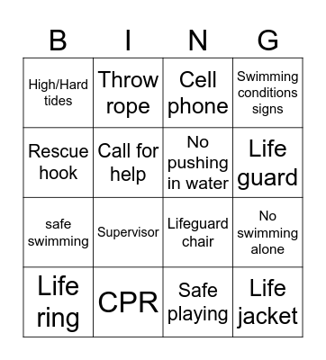 Drowning bingo Card