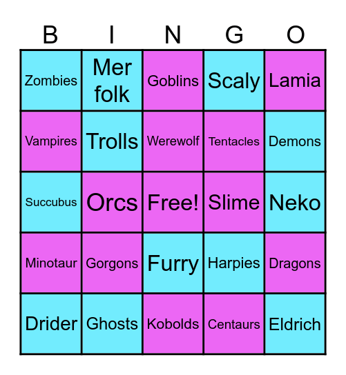 Monster fucker bingo Card