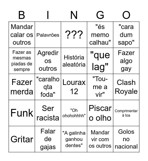 Bingo Lourax Bingo Card