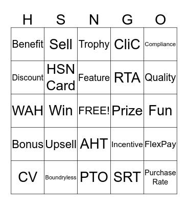 HSN-GO Bingo Card