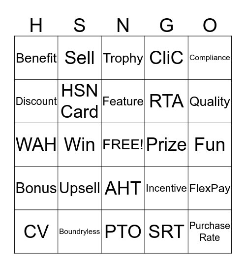 HSN-GO Bingo Card