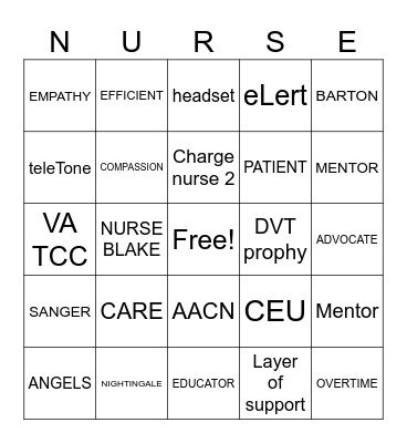 TeleCC NURSE'S WEEK BINGO Card