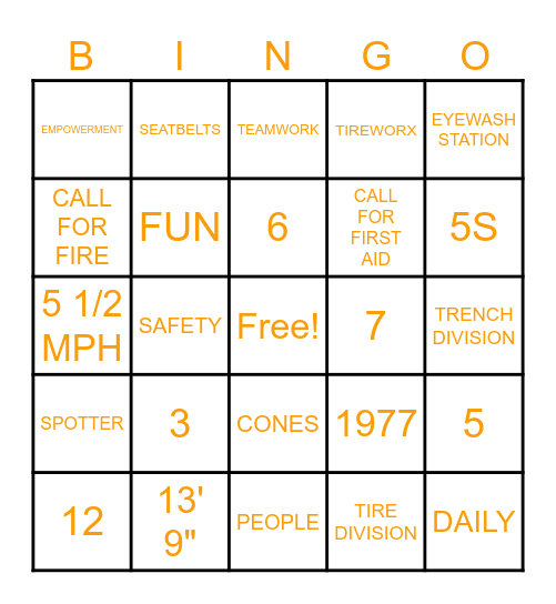 Sunstate Equipment Bingo Card