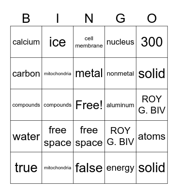 Science BINGO!! Bingo Card