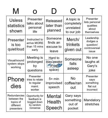 MODOT Meeting Bingo Card