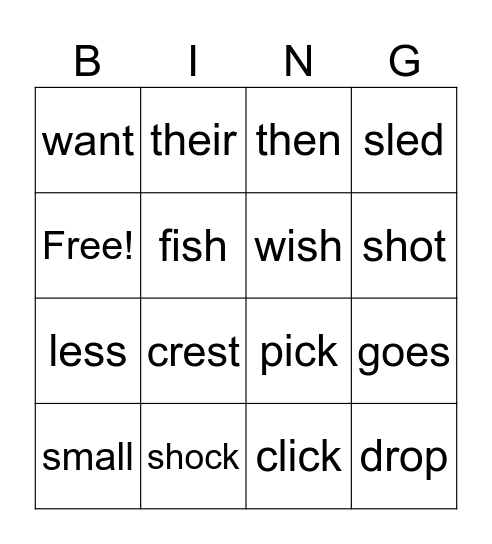 First Bingo Card