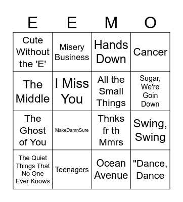 EMO IS ALIVE Bingo Card