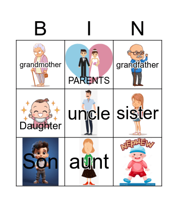 Family Members Bingo Card