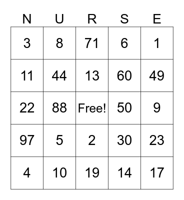 NURSE'S WEEK 2024 Bingo Card
