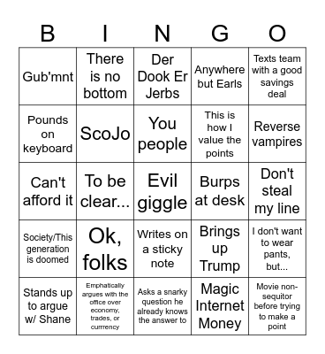 El Triggero Bingo Card Bingo Card