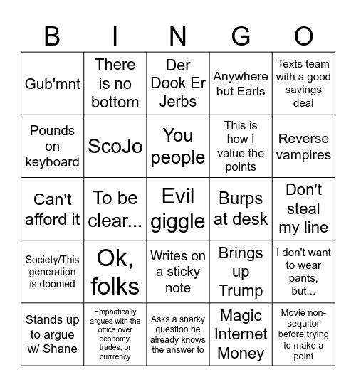 El Triggero Bingo Card Bingo Card
