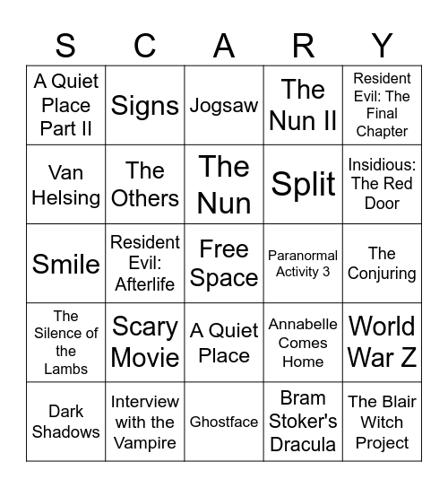 Spooky Spring Bingo Card