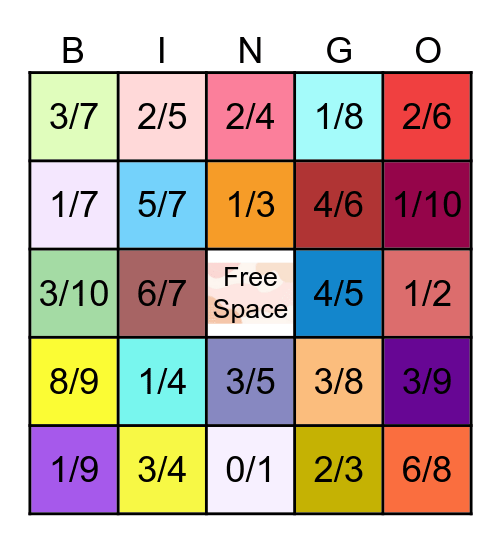 Fraction Bingo! Bingo Card