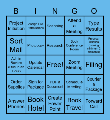 Administrative Bingo Card