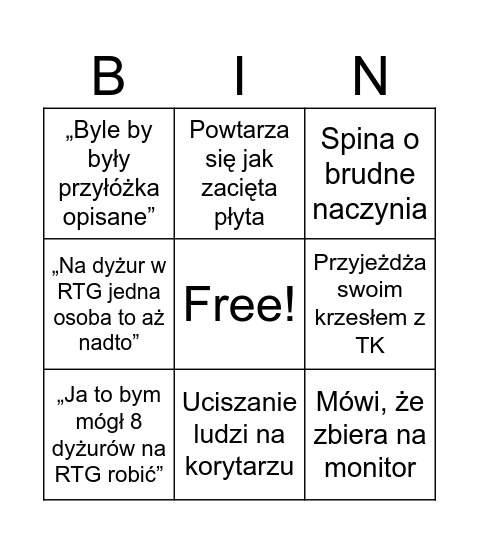 Dyżur z Wernerem Bingo Card